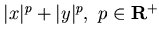 $\vert x\vert^p
+\vert y\vert^p ,&nbsp;
p\in{\bf R}^+$