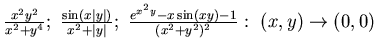 ${ \frac {x+y}{3x+2y};~ \frac {x^3 +y^2}{x^2 y^2};~\frac {x^3 +y^2}{x^3 +y^3};
~...
... rispetto a $y$\ nel punto $(1,y)$\ $\frac {\partial f}{\partial y} (1,y)$.
\par
